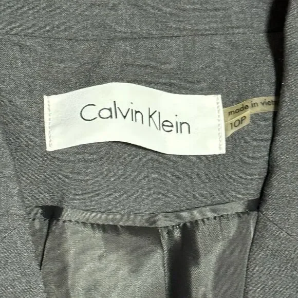 Calvin Klein Women 10P Gray Rayon Blend Blazer Career Office Rayon Blend - Picture 3 of 11